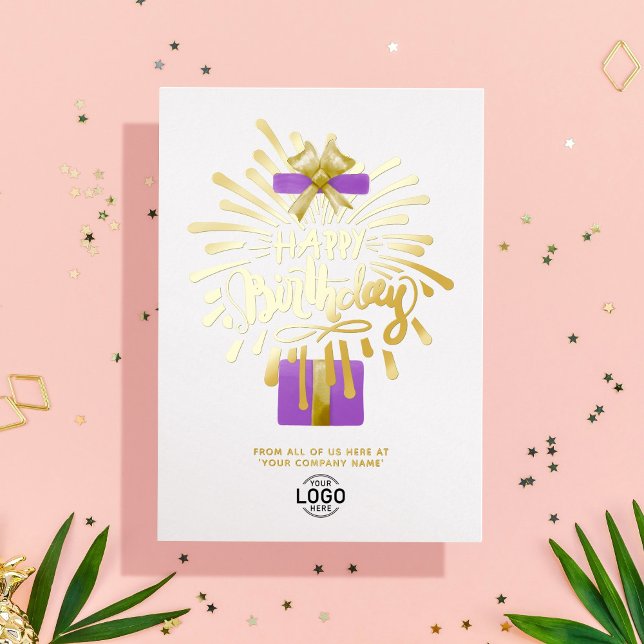 Add Logo Purple Gift Fireworks Business Birthday (Creator Uploaded)