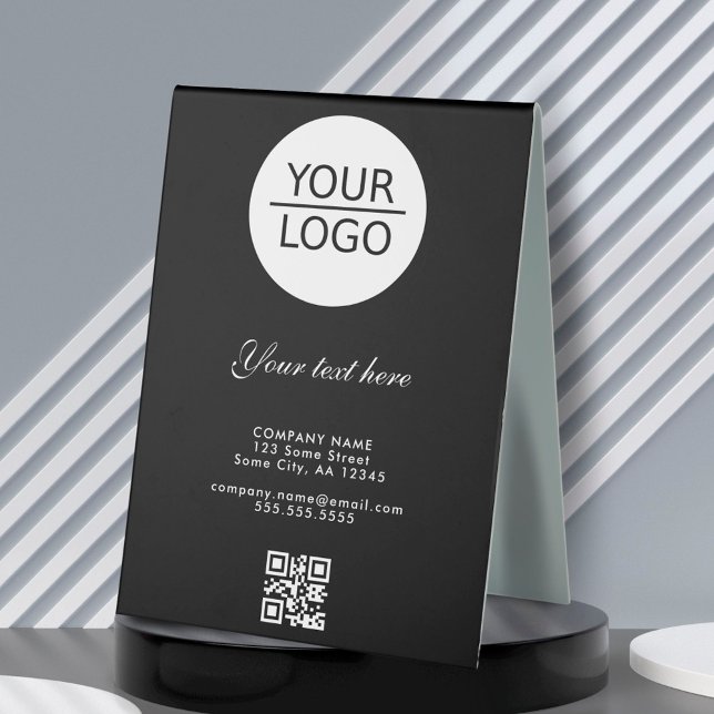 Add Logo QR Code Custom Text Company Black (Creator Uploaded)