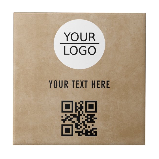 Add Logo QR Code Custom Text Promotion  Ceramic Tile (Front)