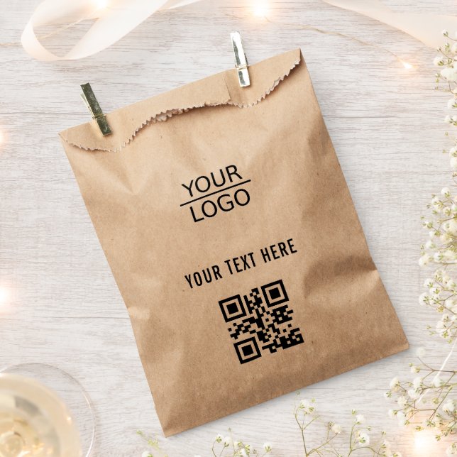 Add Logo QR Code Custom Text Promotion Kraft  Favour Bag (Clipped)