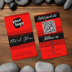 Add Logo & QR Code Modern Personalised Thank You Business Card