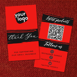 Add Logo & QR Code Modern Personalised Thank You Business Card
