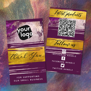 Add Logo & QR Code Modern Personalised Thank You Business Card