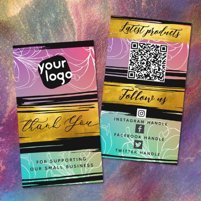   Add Logo & QR Code Modern Personalised Thank You Business Card (Creator Uploaded)
