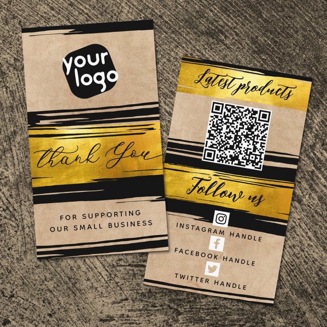   Add Logo & QR Code Modern Personalised Thank You Business Card (Creator Uploaded)