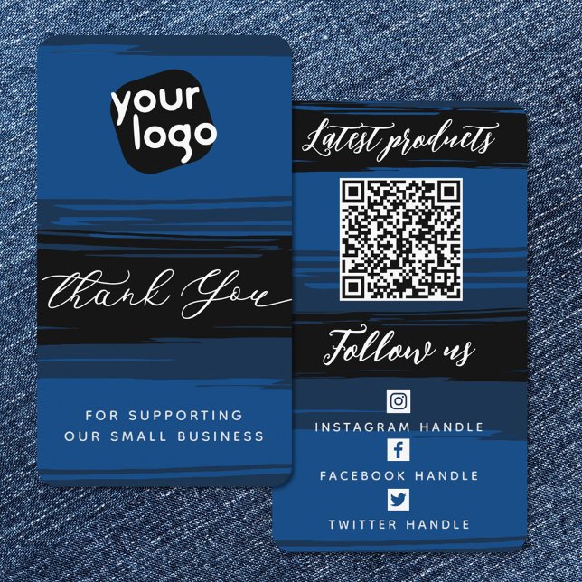   Add Logo & QR Code Modern Personalised Thank You Business Card (Creator Uploaded)
