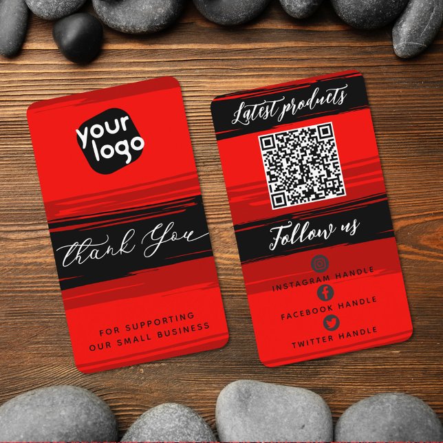   Add Logo & QR Code Modern Personalised Thank You Business Card (Creator Uploaded)