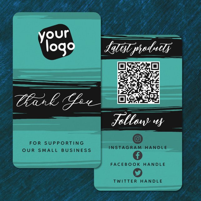   Add Logo & QR Code Modern Personalised Thank You Business Card (Creator Uploaded)