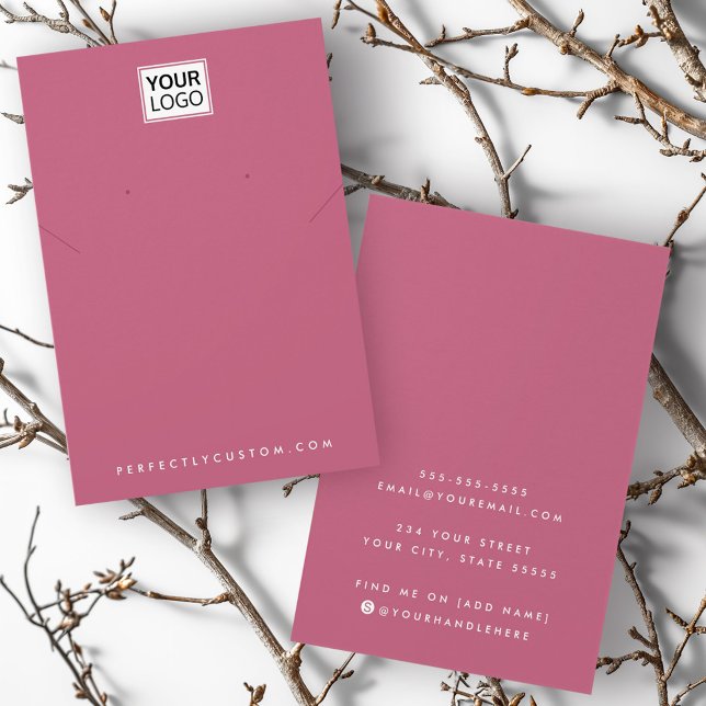 Add logo rose mauve necklace earring display card (Add logo rose mauve necklace earring display card)