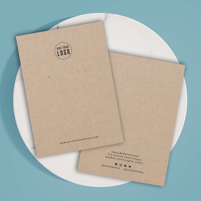 Add Logo Script Typewriter Earring Display Card (Creator Uploaded)