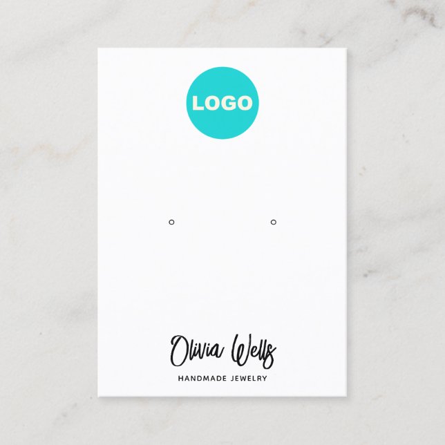 Add Logo Signature Script White Earring Jewellery Business Card (Front)