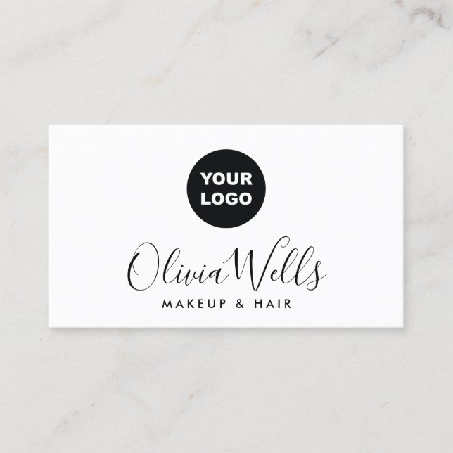 Add Logo  Signature Script White Social Media  Business Card (Front)