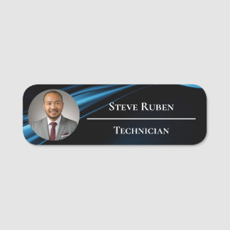 Add Logo Simple Black Wave Light Name Tag