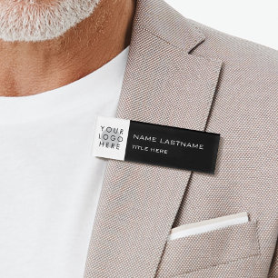 Add Logo Simple Name Lastname Title Black White Name Tag