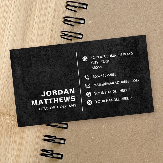 Add logo social media icons dark business cards  (Add logo social media icons dark business cards)