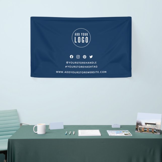 Add Logo Social Media Marketing Custom Colour Banner (Tradeshow)