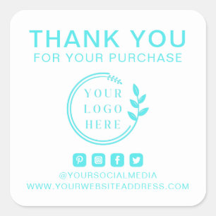 Add Logo Social Media Order Thank You Custom Square Sticker