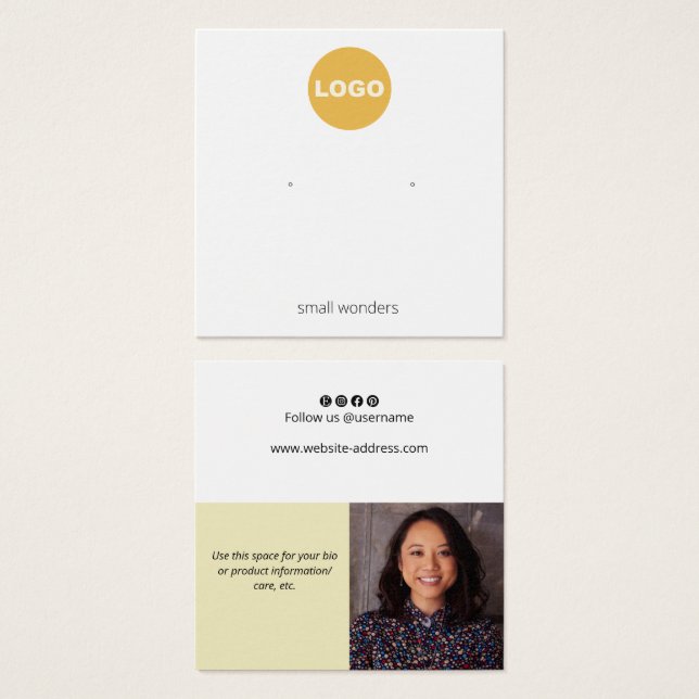 Add Logo Stud Earring Photo  Display Card (Front & Back)