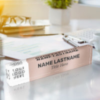 Add Logo Stylis Name Title Simple Bold Rose Gold