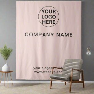 Add Logo & Text l Professional Business Blush Pink Tapestry