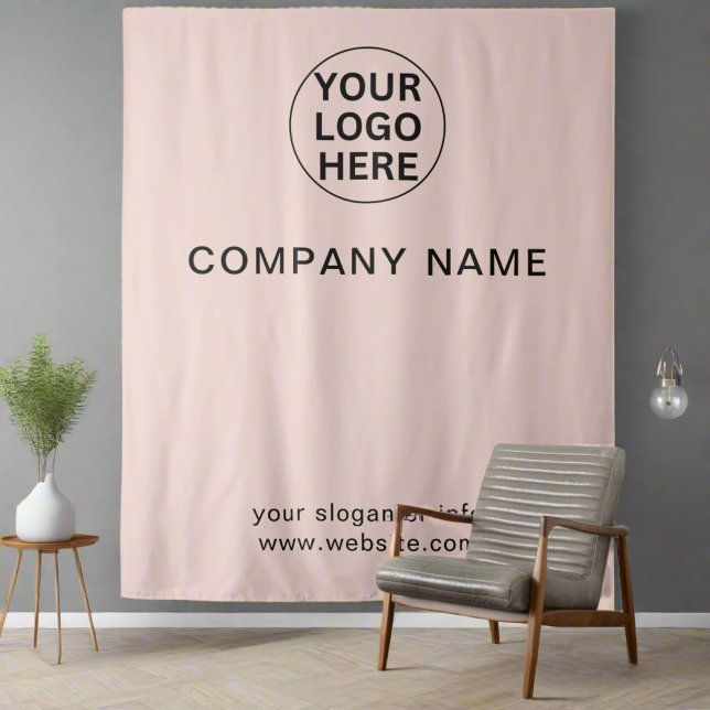 Add Logo & Text l Professional Business Blush Pink Tapestry (Creator Uploaded)