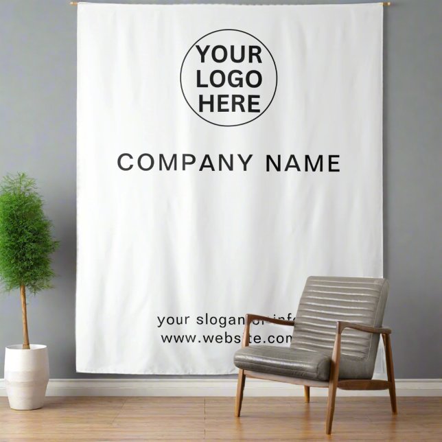Add Logo & Text l Professional Corporate White Tapestry (Creator Uploaded)