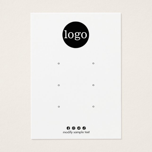 Add Logo Three Hole  Earring Display Card (Front)