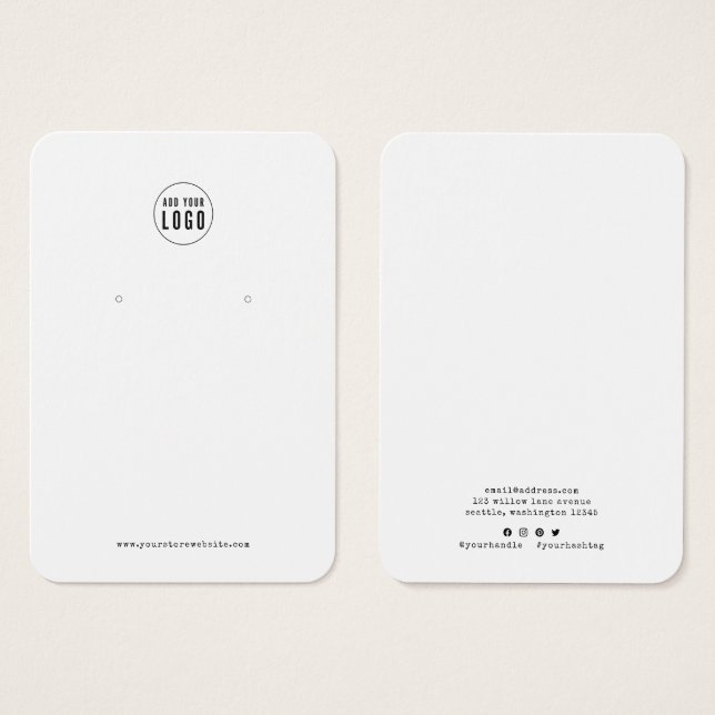 Add Logo Typewriter Earring Display Card (Front & Back)