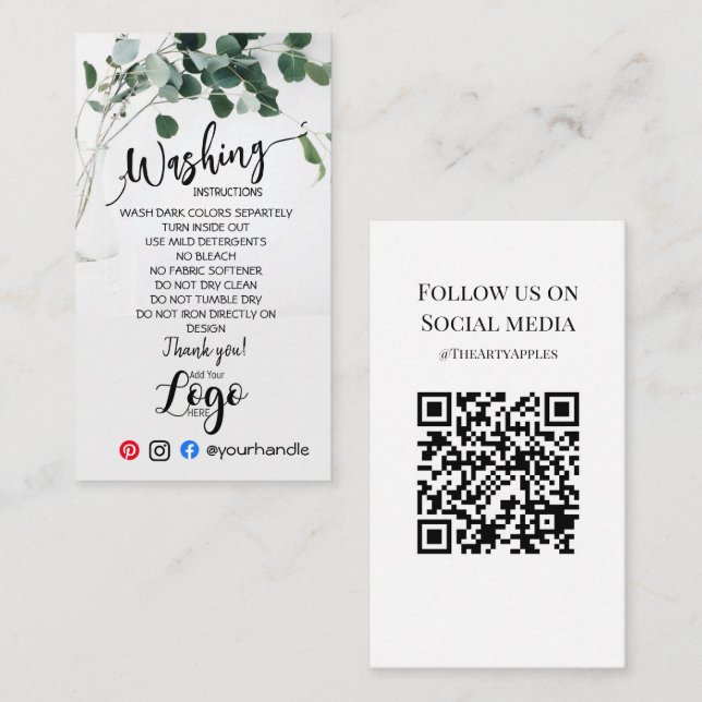 ADD LOGO washing instructions CARE CARD eucalyptus (Front/Back)