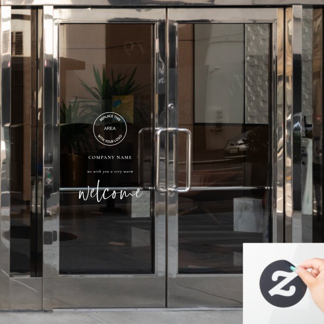 Add Logo Welcome to Company Name  (Office Door)