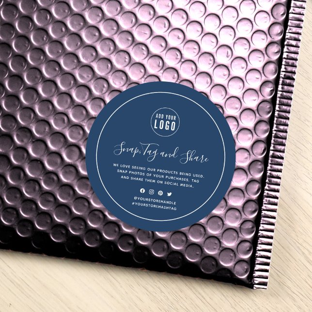 Add Logo White Border Snap and Share Custom Colour Classic Round Sticker (Creator Uploaded)