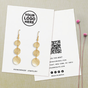 Add Logo White Earring Display Holder QR Code