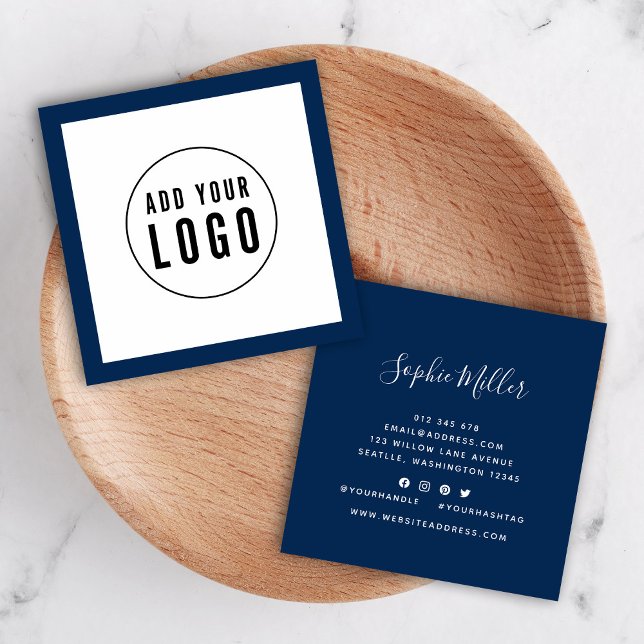 Add Logo with Editable Border Colour Social Media Square Business Card (Creator Uploaded)