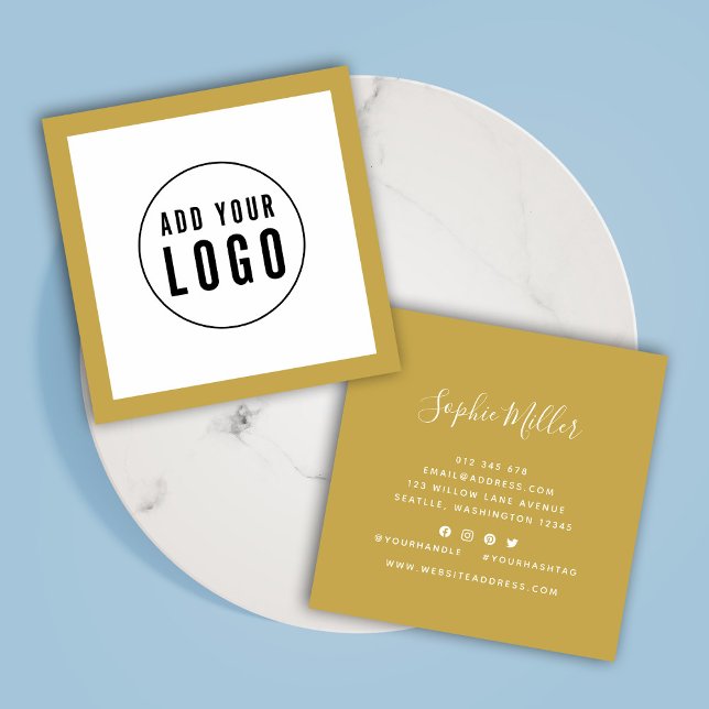 Add Logo with Editable Border Colour Social Media Square Business Card (Creator Uploaded)