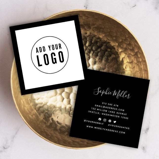Add Logo with Editable Border Colour Social Media Square Business Card (Creator Uploaded)