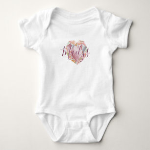 Add Monogram Or Name Cute Blush Pink Heart Diamond Baby Bodysuit