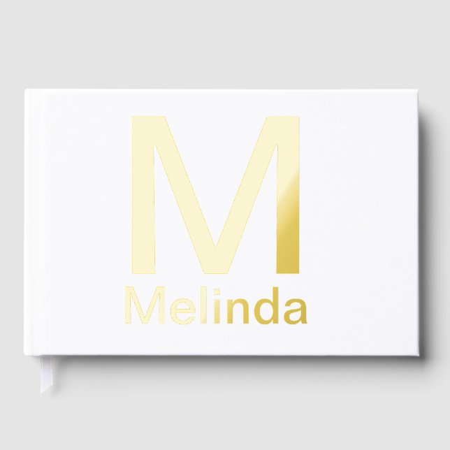 Add monogram simple minimal text name details  guest book (Front)