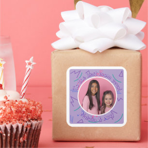 Add Mother's Day Photo Best Mum Ever 90s Pattern Square Sticker