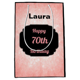 Add name 70th birthday medium gift bag