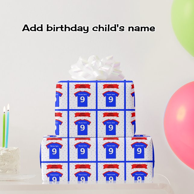 Add name 9th birthday t-shirt wrapping paper (Creator Uploaded)