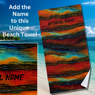 Add Name, Abstract Southwest Hombre Stripe Beach Towel