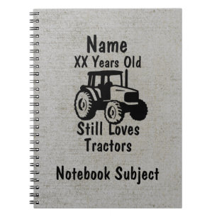 Add Name Age Personalized Grunge Tractor Birthday Notebook