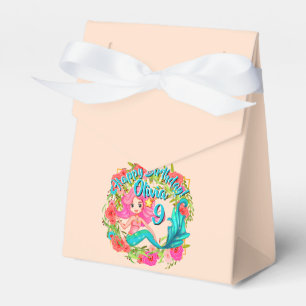 Add Name Age Pink Mermaid Blue Tail Birthday Party Favour Box