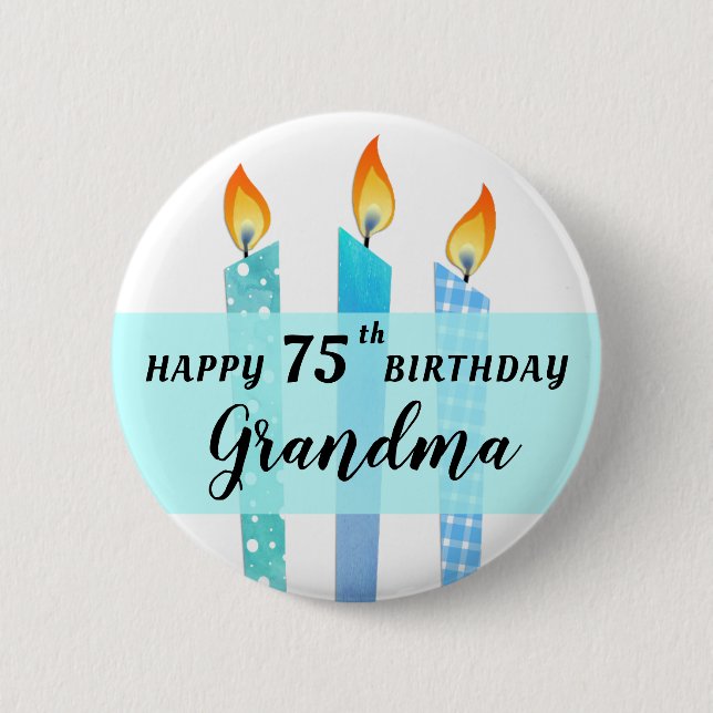 Add Name and Age Cool Candles Happy Birthday Gift 6 Cm Round Badge (Front)