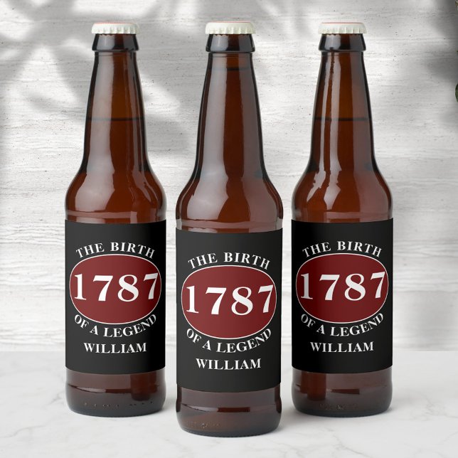 Add Name And Year Birthday Black Beer Bottle Label (Creator Uploaded)