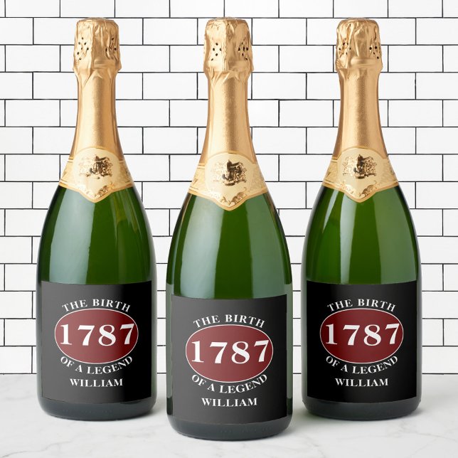 Add Name And Year Birthday Sparkling Wine Label (Creator Uploaded)