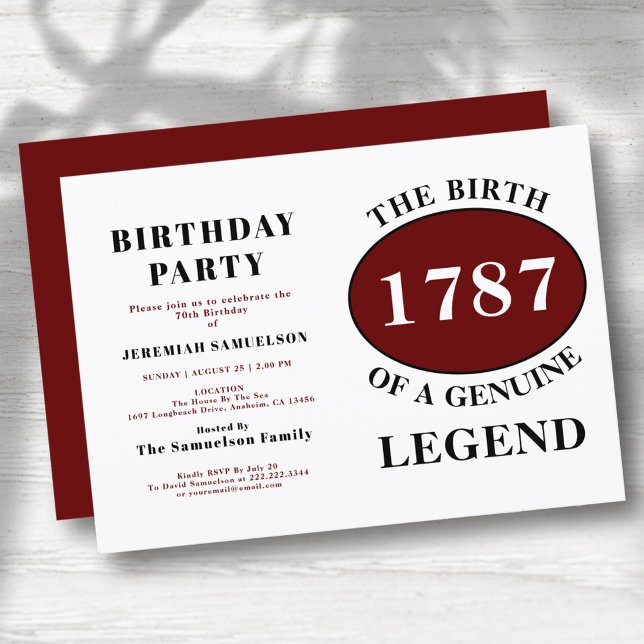 Add Name And Year Legend Red Birthday Invitation (Creator Uploaded)