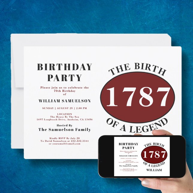 Add Name And Year Legend Red Birthday Invitation (Creator Uploaded)