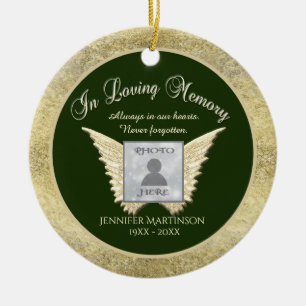 Add Name Angel Wings Memorial Ceramic Ornament