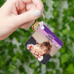 Add name auntie double sided leaves purple key ring
